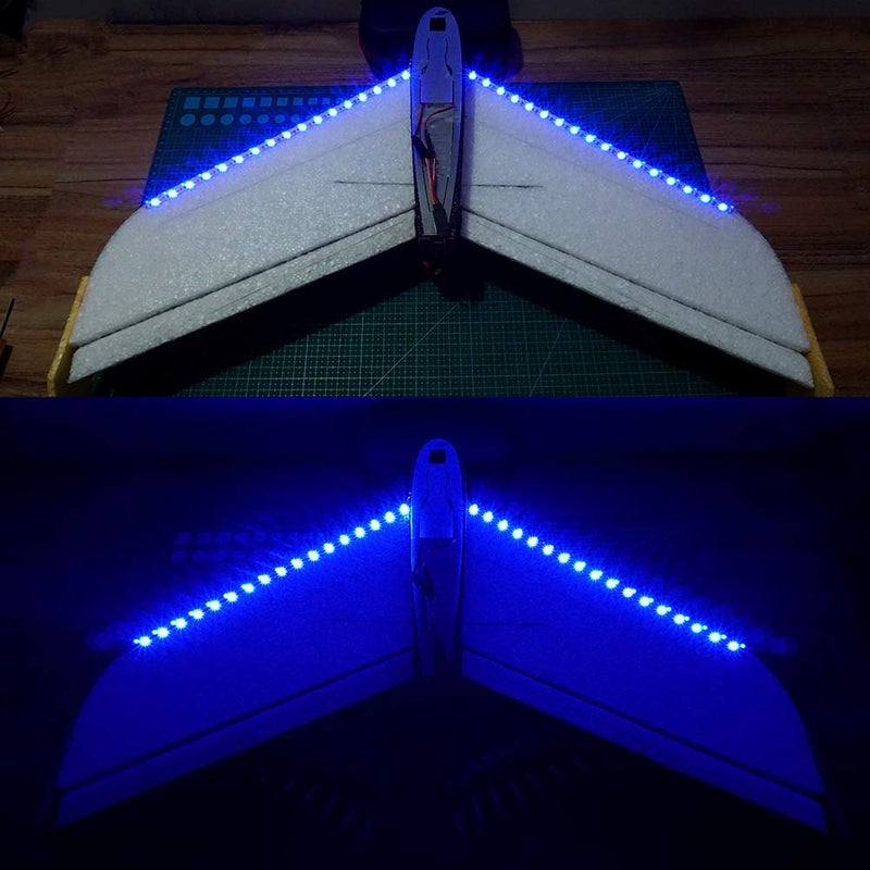 elechawk LED Light Strip for RC Fixed Wing Airplane Flying Wing Plane AR Wing Drone Model Car Truck (Blue) - Image 2